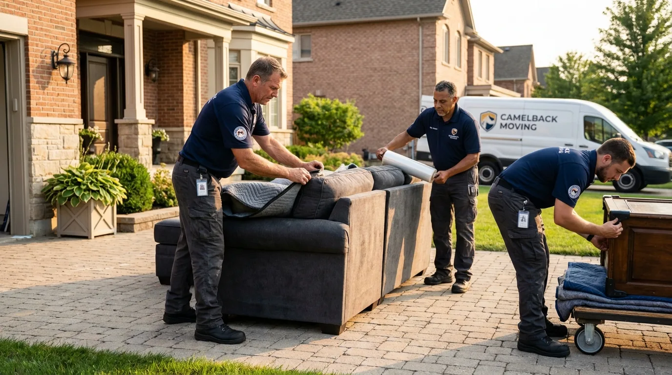 Large estate moving crew wrapping furniture in Springboro, OH